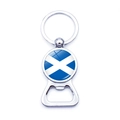 Scotland flag bottle opener keychain with polished finish and resin dome badge - Scotland