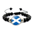 Pulsera de cuentas bandera Escocia con cuentas negras mate y cordón ajustable - Escocia