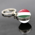 Hungary flag double-sided soccer glass ball keychain with silver metal ring - Hungary