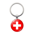 Llavero de metal con un colgante de cúpula de vidrio redondo con el diseño de Suiza - Suiza