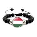 Pulsera ajustable de cuentas negras mates con el diseño de la bandera de Hungría - Hungría