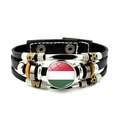 Hongarije vlag voetbal armband met retro meerlaags leer en metalen kralen - Hongarije
