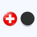 Magnets de réfrigérateur ronds drapeau suisse avec face en verre brillant et dos magnétique - Suisse