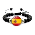 Pulsera de fútbol bandera de España con cuentas negras mates y cordón ajustable - Estilo España
