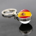 Spanish flag soccer keychain with double-sided glass dome and polished alloy keyring - Spain Style