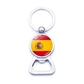 Silver metal keychain bottle opener featuring the Spanish national flag and emblem - Spain Style