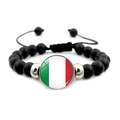 Pulsera de cuentas de bandera de Italia con piedras negras mates y cordón ajustable - Estilo Italia
