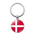 Denmark flag glass dome keychain with silver metal ring for European soccer fans - Denmark Viking Ship
