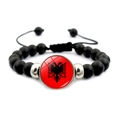 Pulsera bandera Albania hecha a mano con cuentas mate y cordón ajustable para fans - Albania