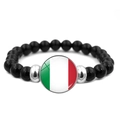 Bracelet de perles avec breloque drapeau italien et pierres noires polies - Style Italie