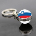 Slovenia flag glass dome keychain with silver metal base and 2024 football souvenir - Slovenia
