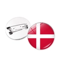 Broche ronde drapeau Danemark avec base en métal poli et fermoir de sécurité - Navire Viking Danemark