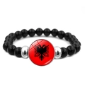 Bracelet à perles noires avec pendentif drapeau de l'Albanie pour l'Euro 2024 - Albanie