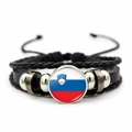Pulsera de cuero trenzado con bandera de Eslovenia y cordón de ajuste regulable - Eslovenia