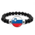 Bracelet en perles d'agate noire avec pendentif en verre du drapeau de la Slovénie - Slovénie