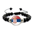 Pulsera de cuentas bandera de Serbia con perlas negras mate y cordón ajustable - Serbia