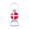 Danish flag metal bottle opener keychain with a polished silver finish for fans - Denmark Viking Ship