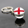 England flag football key ring with a transparent glass ball and a chrome finish - England Style