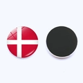 Aimant de réfrigérateur rond drapeau du Danemark en verre avec support magnétique - Navire Viking Danemark