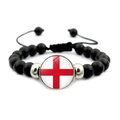 Pulsera de cuentas negras mate bandera Inglaterra con cordón ajustable para fans fútbol - Estilo Inglaterra