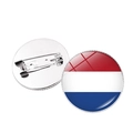 Badge métallique rond drapeau des Pays-Bas avec finition brillante pour fans Euro 2024 - Style Pays-Bas