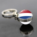 Dutch flag glass ball keychain with silver metal ring and glossy black reflection - Netherlands Style