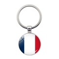 Silver metal keychain with France flag pendant and high-transparency glass dome - France Style