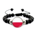 Pulsera de cuentas negras mates con colgante de bandera de Polonia para fans de fútbol - Polonia Punto de Interés