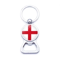 England flag metal bottle opener keychain with a polished finish and ring attachment - England Style