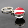 Silver alloy keychain with red and white glass pendant for European football fans - Austria