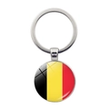 Metal keychain pendant featuring a glass dome with Belgium flag design for football fans - Belgium Style
