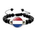 Pulsera ajustable de cuentas negras con dije de bandera de Países Bajos para fans - Estilo Países Bajos