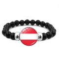 Bracelet en perles noires avec pendentif arborant le drapeau de l'Autriche - Autriche