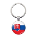 Round silver keychain with Slovakia national flag pendant and glossy glass finish - Slovakia