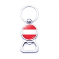 Metal bottle opener keychain featuring an Austrian flag glass dome design for soccer fans - Austria