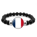 Bracelet en perles noires avec emblème du drapeau français pour fans de football - Style France