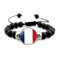 Pulsera de cuentas con colgante bandera de Francia y cuentas negras mate para fans - Estilo Francia