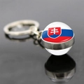 Double-sided glass ball keychain featuring the flag of Slovakia in silver metal - Slovakia