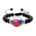 Pulsera de cuentas bandera Eslovaquia con piedras negras mate y cordón ajustable - Eslovaquia