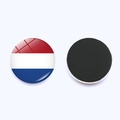 Aimant de réfrigérateur rond en verre de cristal avec drapeau des Pays-Bas et base - Style Pays-Bas