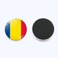 Aimant de frigo 25mm en verre avec drapeau de la Roumanie et base magnétique noire - Roumanie