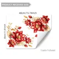 Double-sided red floral window sticker with golden leaves, 30x40cm self-adhesive decal - 30*40cm / Red Lotus Style (C15022)
