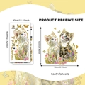Set van 2 raamstickers met katten en bloemen inclusief afmetingen voor ontvangst en gebruik - Goudfolie Kat & Bloemen (DA19031)