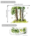 Stickers muraux forêt aquarelle verte avec arbres et oiseaux pour décor maison - Arbre de Forêt Aquarelle (M16595)