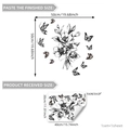 Minimalist black floral and butterfly wall decal with 50x50cm finished layout size - Style 1 (30*40cm)