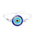 Silver Evil Eye bracelet with blue nazar charm and adjustable lobster clasp closure - Classic Concentric Evil Eye Style (JY009118-1)