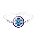 Silver evil eye bracelet with adjustable chain featuring a classic blue Turkish charm - Turkish Exotic Evil Eye Style (JY009118-3)