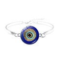 Silver adjustable evil eye bracelet with blue glass charm and lobster clasp - Round Matte Texture Evil Eye Style (JY009118-5)