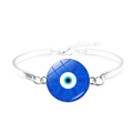 Blue Turkish evil eye charm bracelet with silver chain and mandala patterned pendant - Blue Mandala Ornament Evil Eye Style (JY009118-6)