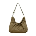 Bolso hobo kaki de nylon de gran capacidad con cordón y bandolera ajustable - Verde